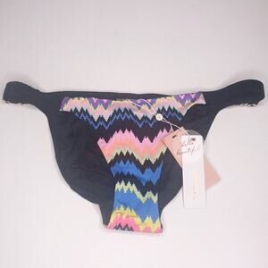 PilyQ Clara Adjustable Mix Up Full Bikini Bottoms NWT Black Multi Women's Small